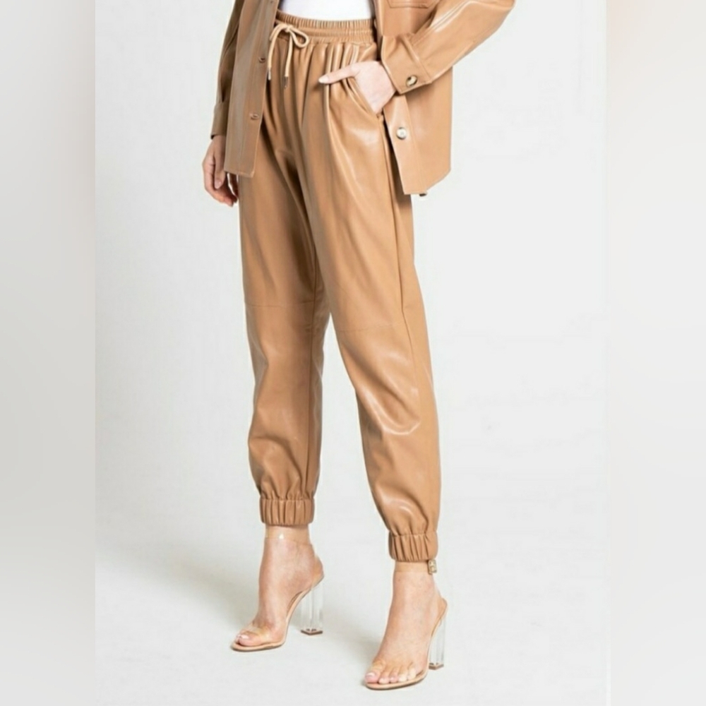 AARON & AMBER FAUX LEATHER JOGGERS